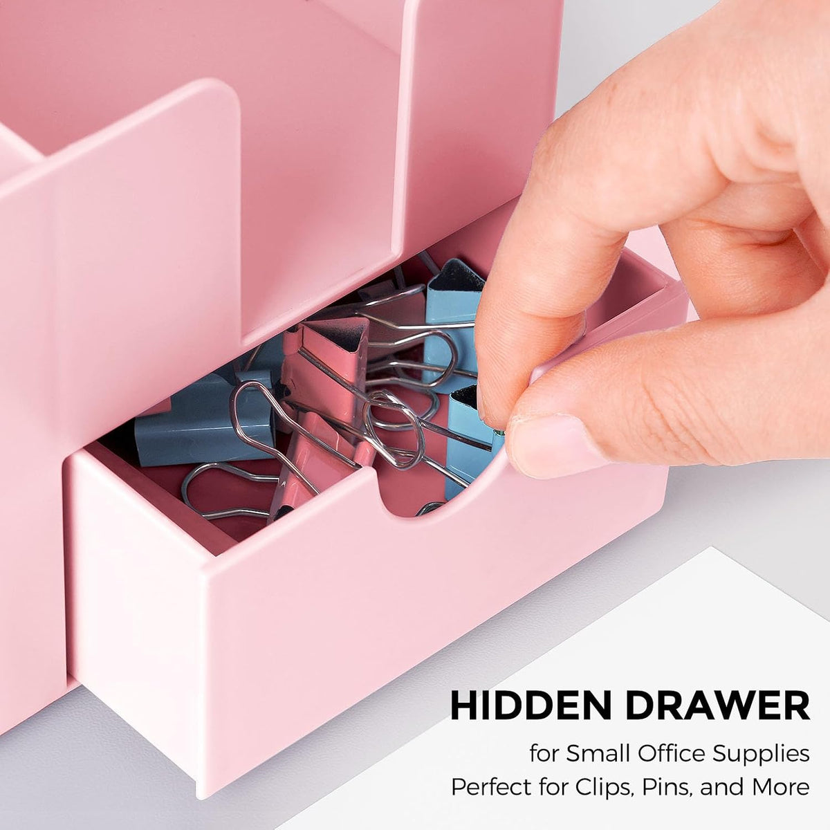 SKYDUE Small Desk Organizer with Sticky Notes Holder,Pen Holder for Desk