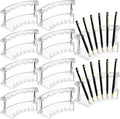 Chinco 10 Pieces Plastic Pen Holder Clear Display Stand 6-slots Display Stand Eyebrow Pen Makeup Brush Rack Organizer for Back to School Office Home Supplies, Vertical
