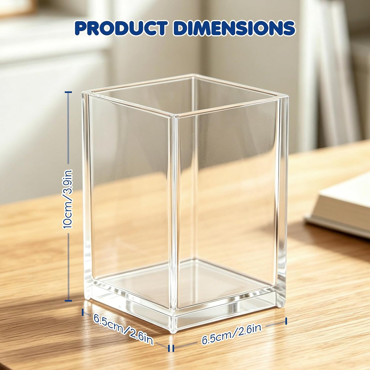 Acrylic Pen Holder 12 Pack, Clear Pencil Cup Desktop Organizer, Makeup Brush Holder, Acrylic Pencil Organizer for Desk Office School Supplies Storage