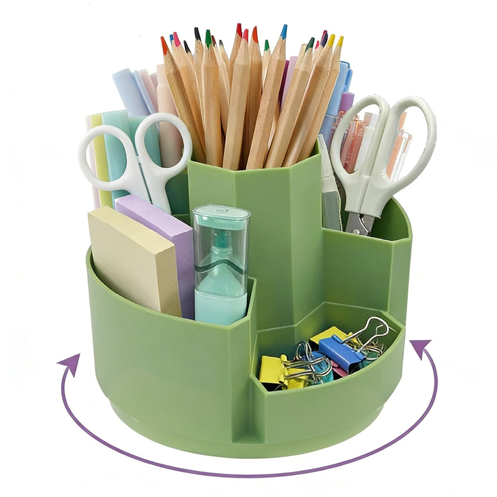 Pencil Pen Holder Desk Organizers Green Desktop Storage Stationery Supplies, Cute Cup Pot for Office, School, Art Supply