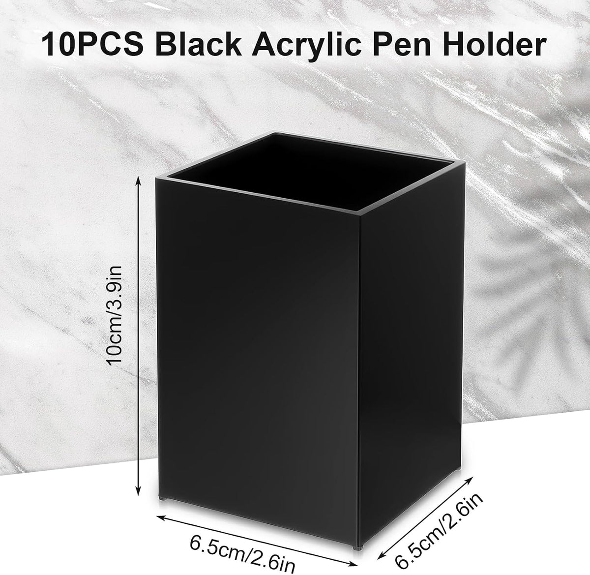 10 Pack Black Acrylic Pen Holder, Desktop Pencil Organizer Makeup Brush Holder Acrylic Pencil Cup Stationery Storage for Desk Office Pen Organizer