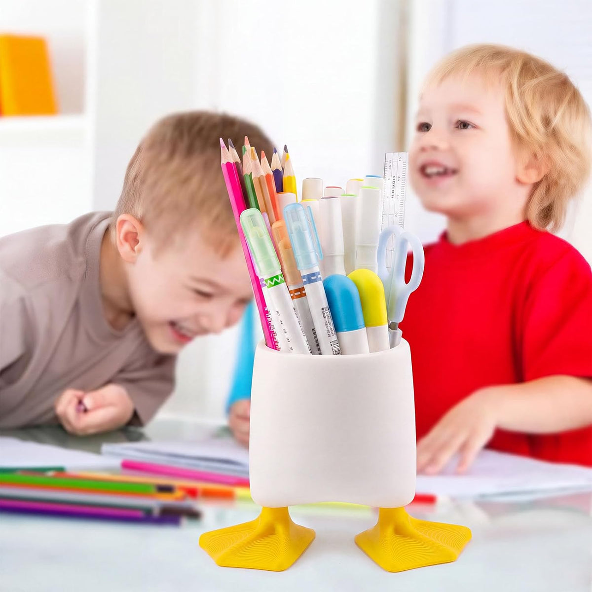 Creative Fun Duck Pen Pencil Holder, Multifunctional Stationery Pen Holder