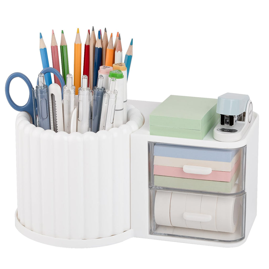 Anyoifax Rotating Pen Holder for Desk Removable Pencil Cup, Small White