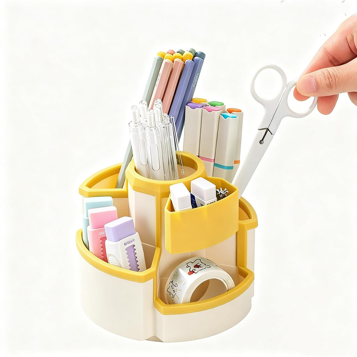 Pencil Pen Holder Desk Organizers Green Desktop Storage Stationery Supplies, Cute Cup Pot for Office, School, Art Supply
