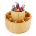 Utoplike Bamboo Rotating Art Supply Desk Organizer, Pencil Holder Desktop