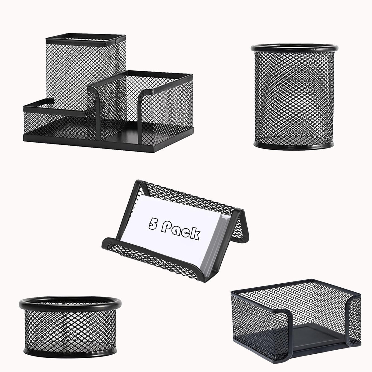 Pen Holder for Desk, Desk Organizers Set-3 Compartments Mesh Pencil Holder with Pencil Pen Cup and Paper Clip holder, Desk Accessories for Marker Craft, Ideal Office School Supplies(3 pack, Black)