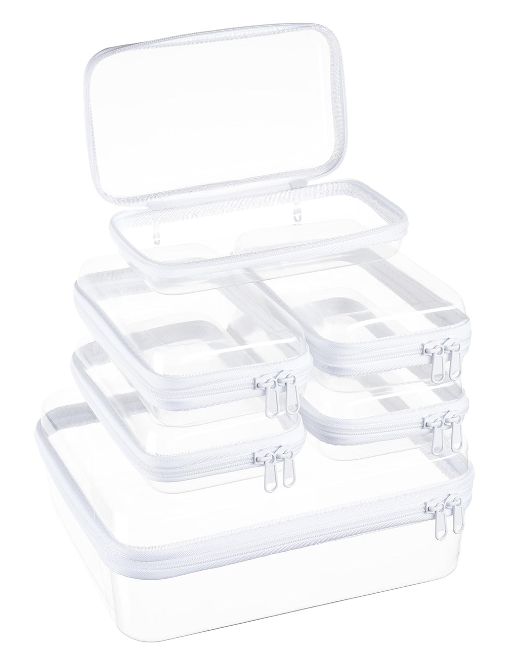 4 pcs Clear Zipper Pouches,Hard Shell Zipper Case