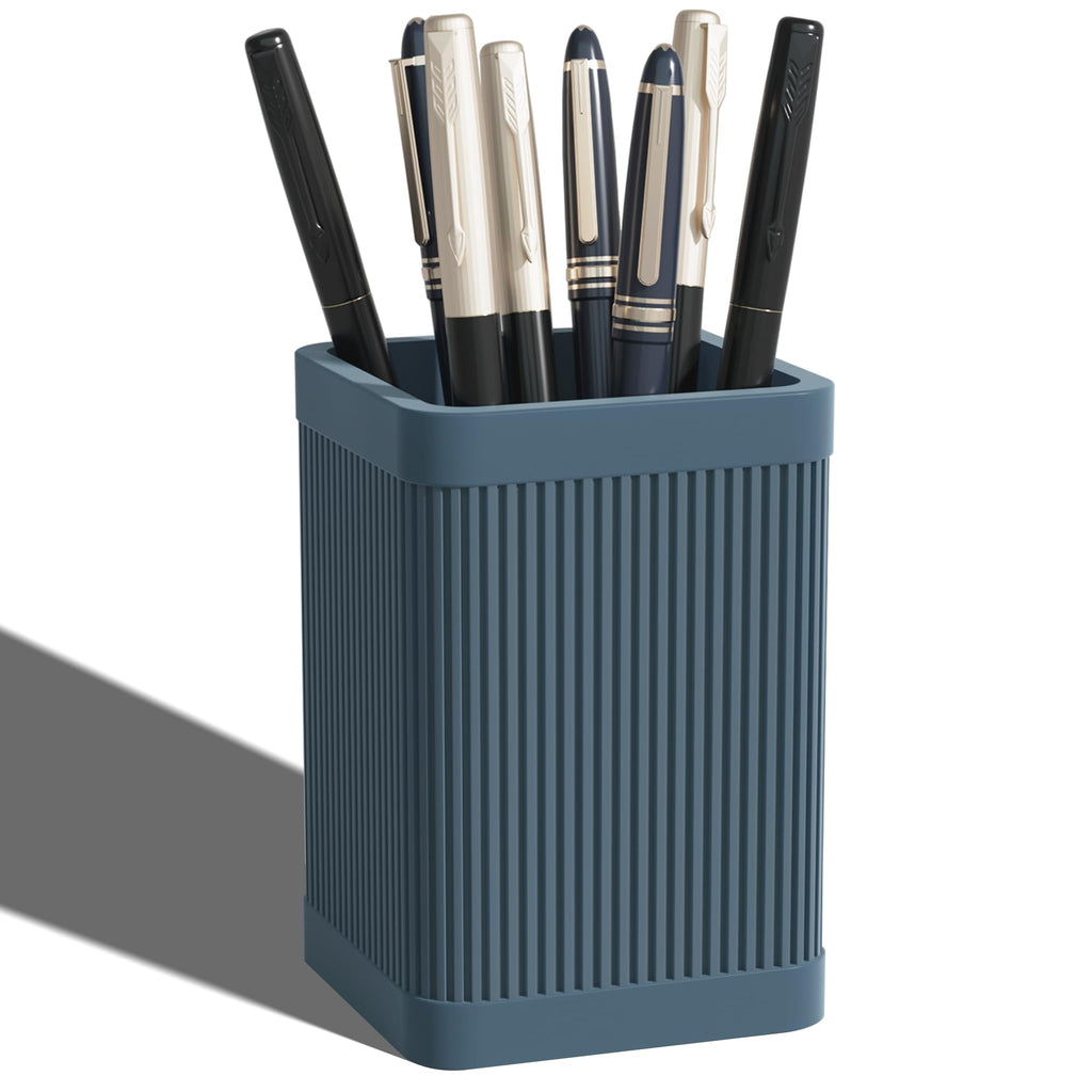 HighHerz Aesthetic Pen Holder For Desk, Modern Silicone Pencil Holder, Stylish Office Desk Decor, Made of 5 mm Thickened Premium Silicone, Office Desk Organizer And Accessories (Black)