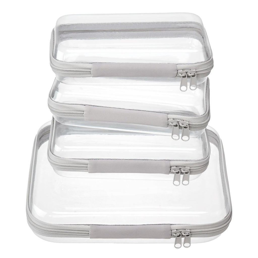 4 pcs Clear Zipper Pouches,Hard Shell Zipper Case