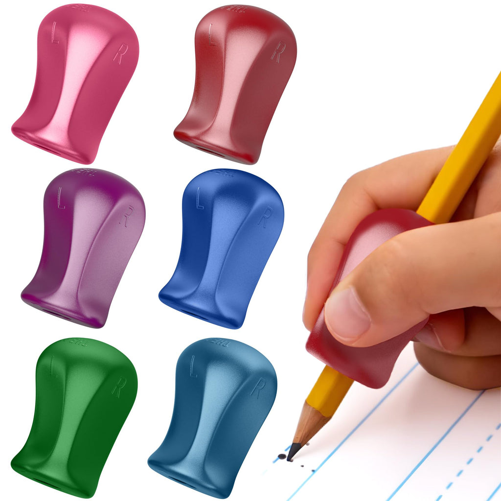 The Pencil Grip Original Pencil Grippers 6 Pcs, Improves Kids Handwriting, Ergonomic Pen Holder for Righties & Lefties, Ideal for Kids, Toddlers, Adults, Writing Tool with Finger Cushion