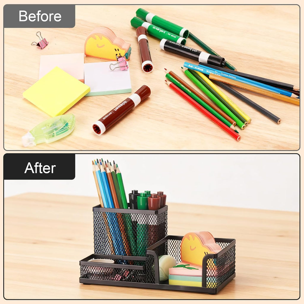 Comix Mesh Pen Holder, Desk Organizer for Home Office, Black
