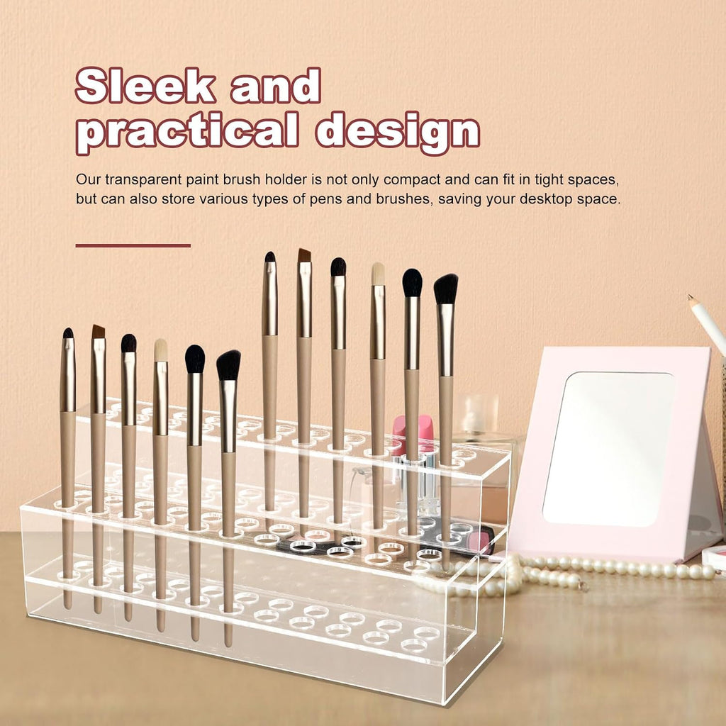 Acrylic Pen Holder, 44-Slots Pen Display Stand Focal Pen Holder Beadable Pen Display Stand Rack Organizer for Home Office Desk School Supplies
