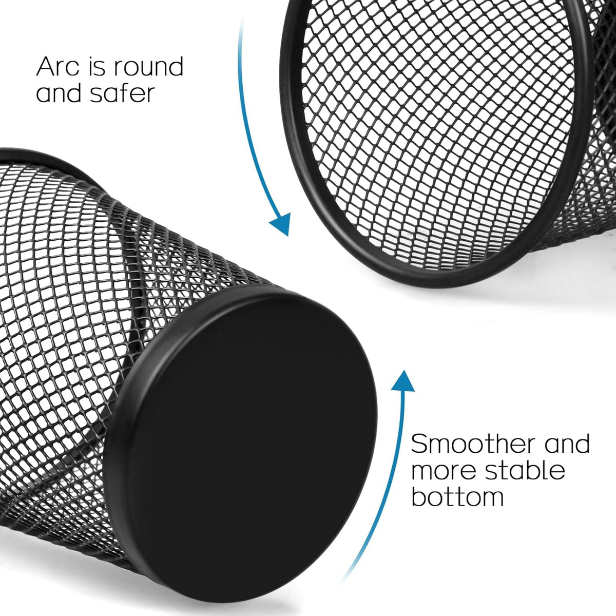 QYH Mesh Pencil Holder for Desk 6 Pack, Metal Pen Cup Black