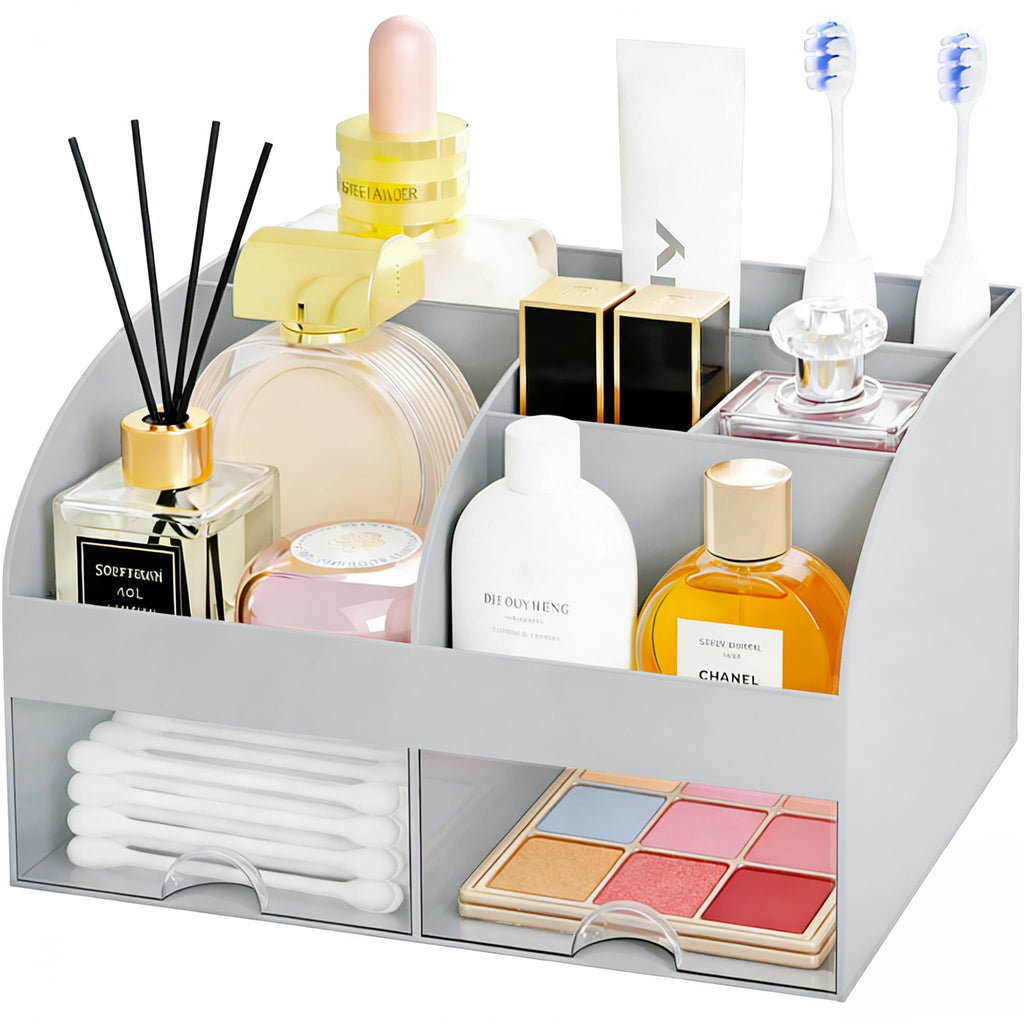 Makeup Organizer with 2 Drawers, Countertop Cosmetic Storage for Vanity