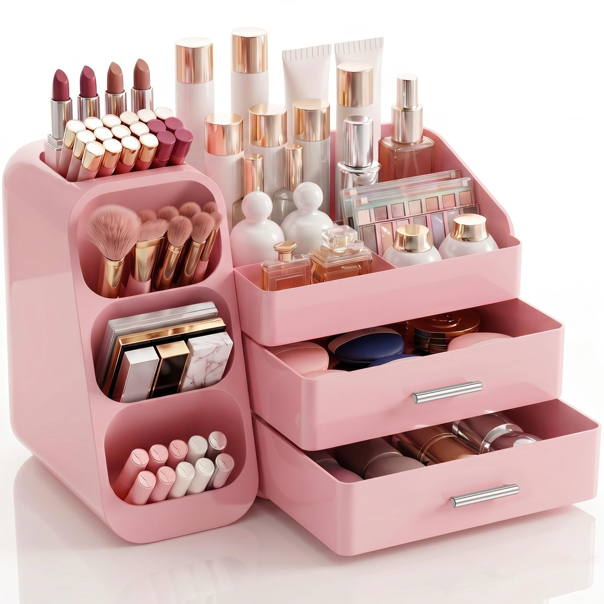 Makeup Organizer with Drawers, Large Capacity Countertop Organizers for Vanity,Bathroom and Bedroom Desk Cosmetics Organizer,Easy To Storage Skincare,Brushes,Lotions,Lipstick (Black)