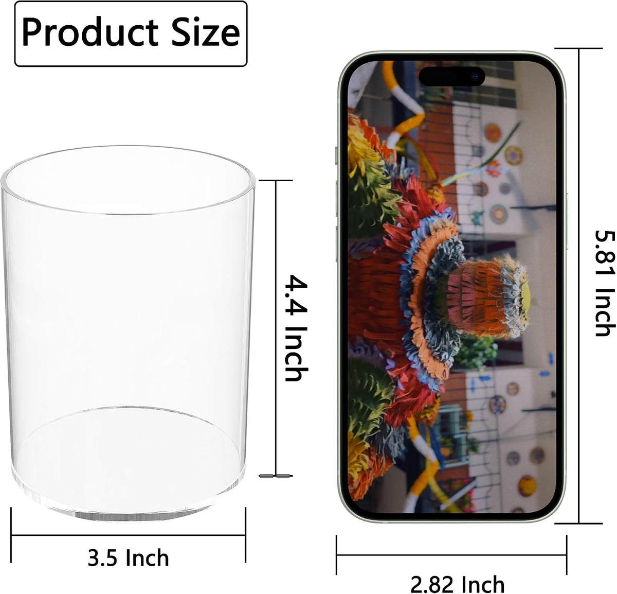 Clear Acrylic Pen Holder Round Shape, Desktop Pencil Cup Holder, Countertop Stationery Organizer for Office Desk Accessory