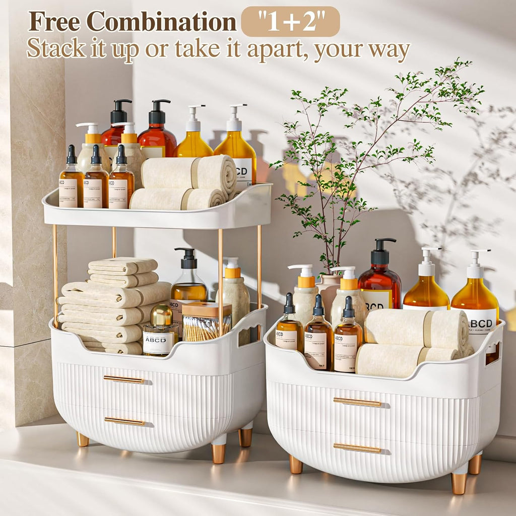 caktraie 4-Tier Makeup Organizer Bathroom Countertop Storage White