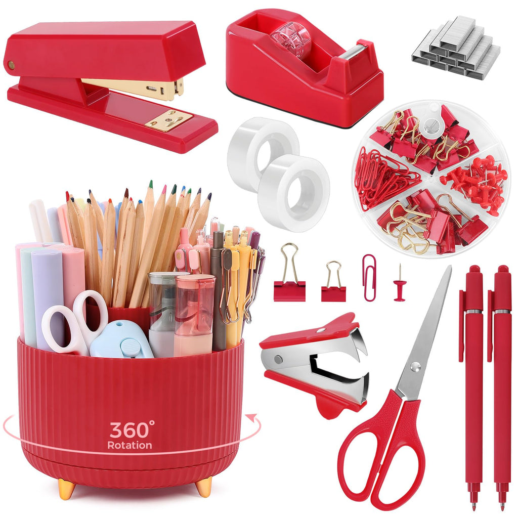 SKYDUE Black Office Supplies with Pencil Holder,Desk Accessories 11PCS