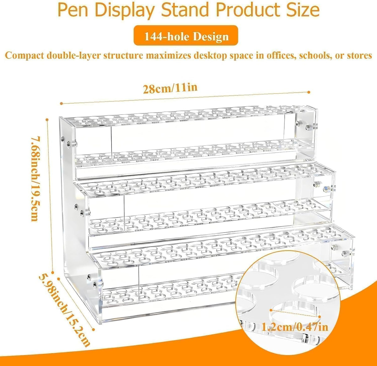 144-Slots Pen Holder for Craft Shows,Acrylic Pen Display Stand Holders