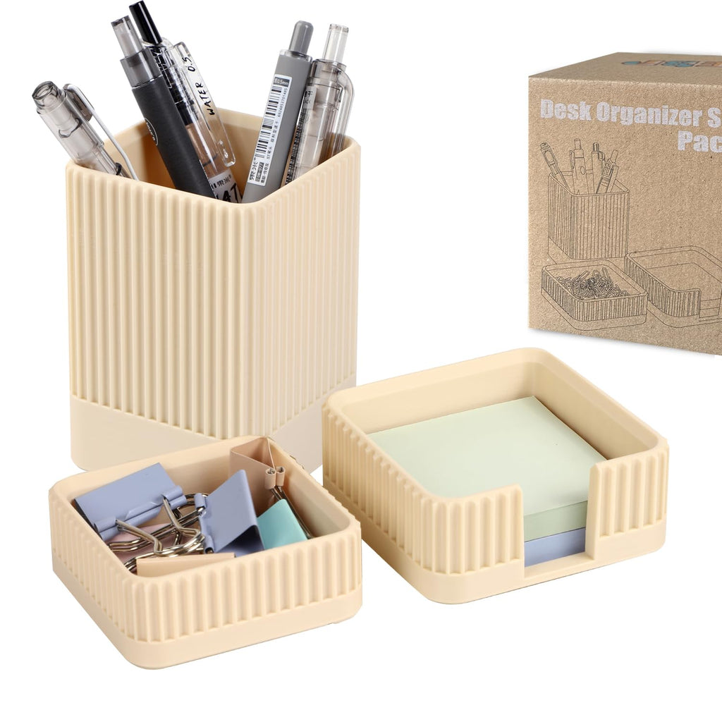 Aesthetic Desk Organizer Set,3-Piece Sturdy Plastic Office Accessories