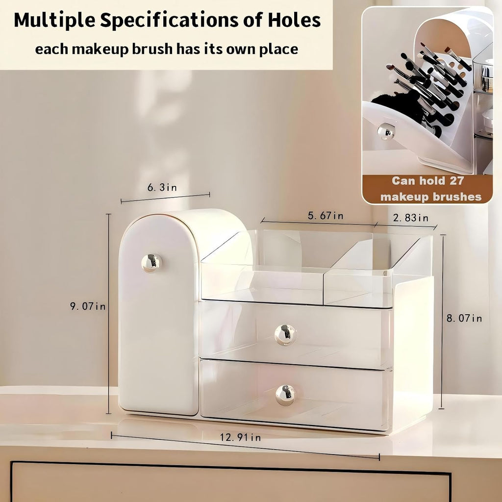 Makeup Organizer for Vanity with Brush Holder,Skincare Organizer