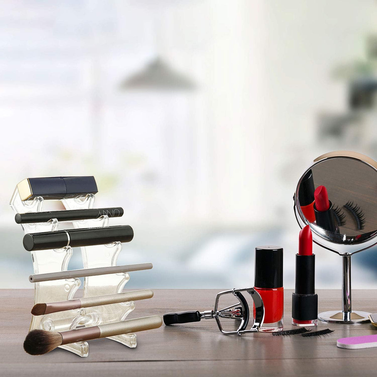 Outus Set of 4 Acrylic Pen Display Stand 6 Slots Holder for Makeup Brush