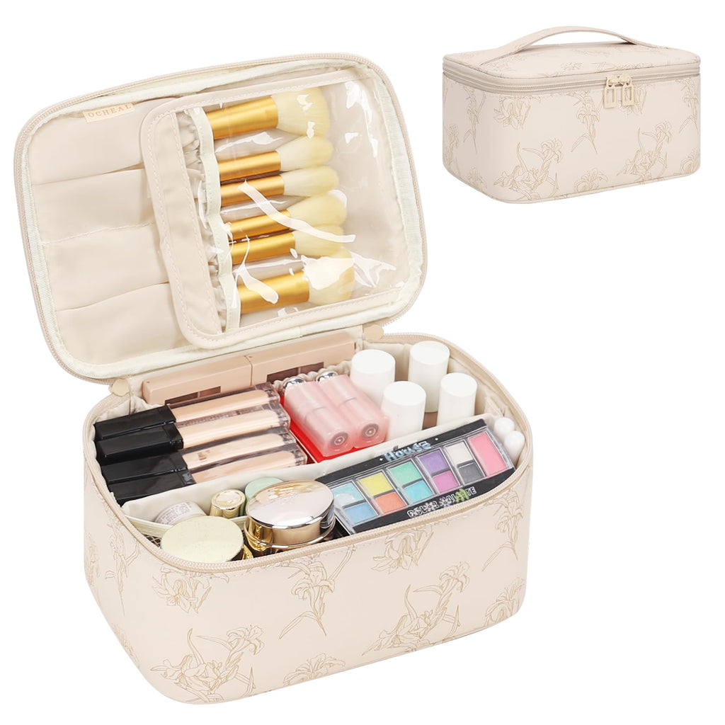 OCHEAL Makeup Bag, Portable Cosmetic Bag Black Make up Case Toiletry Bag