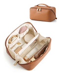 BAGSMART Makeup Bag Travel Cosmetic Bag,Women Toiletry Case, Classic Brown