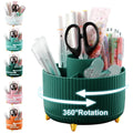 Cayxenful Pencil Holder For Desk,5 Slots 360°Degree Rotating Desk Organizers And Accessories,Desktop Storage Stationery Supplies Organizer, Cute Pencil Cup Pot For Office, School, Home (B-White)