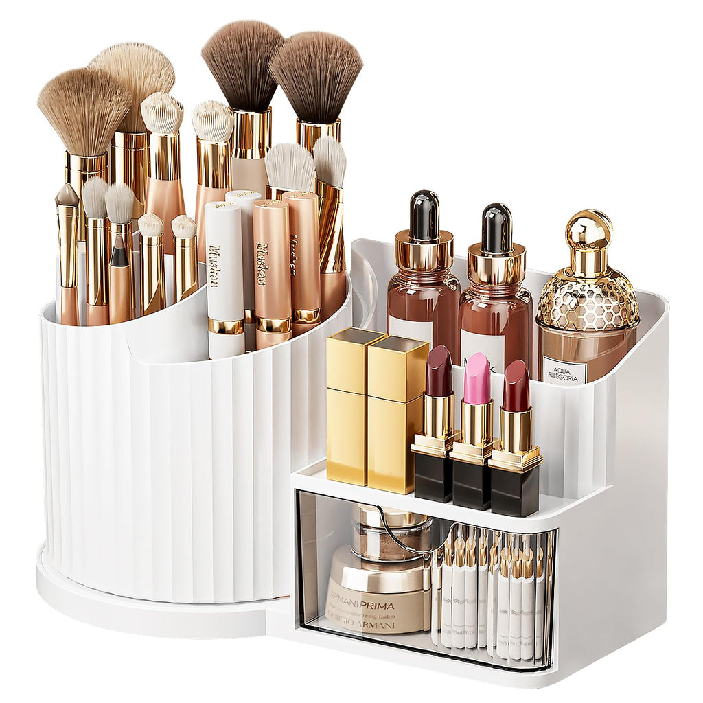 Anyoifax 360 Rotating Makeup Brush Holder Make Up Brushes Organizer, White