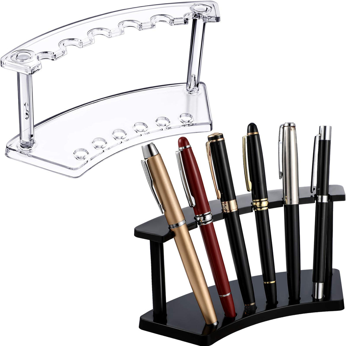 Tinlade 2 Pieces Plastic Pen Holder Stand Pen Display Stand, Clear
