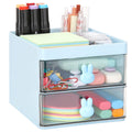 LETURE Small Desk Organizer With Drawer, Office Desktop Storage Box, Business Card/Pen/Pencil/Mobile Phone/Stationery Holder Storage Box, Makeup Organizer for Office School Home (White)