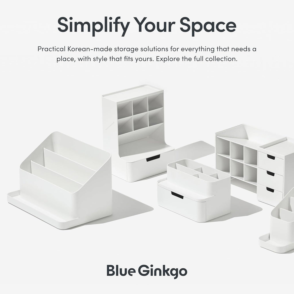 BLUE GINKGO Desk Organizer, Office Supplies, White, Made in Korea