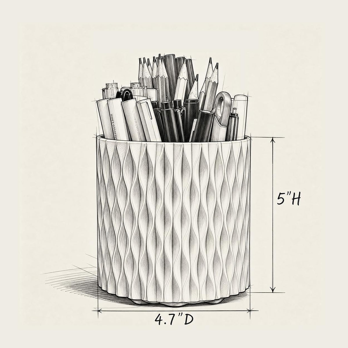 Lebenrich Rotating Pen Holder for Desk, 5 Slots Easthetic Pencil holder Desk Organizer Supplies and Accessories for Women Girls, Pencil Cup for Office Home Art Supply, White