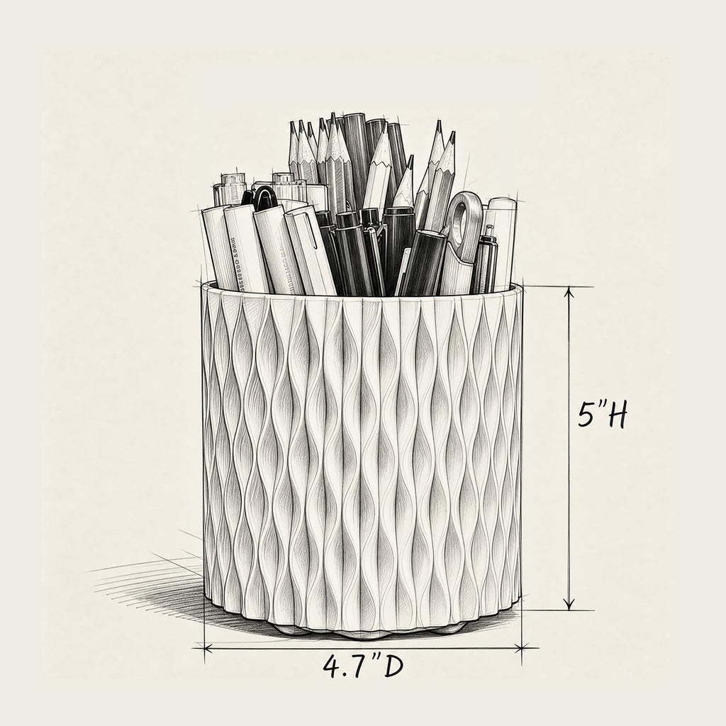 Lebenrich Rotating Pen Holder for Desk, 5 Slots Easthetic Pencil holder Desk Organizer Supplies and Accessories for Women Girls, Pencil Cup for Office Home Art Supply, White