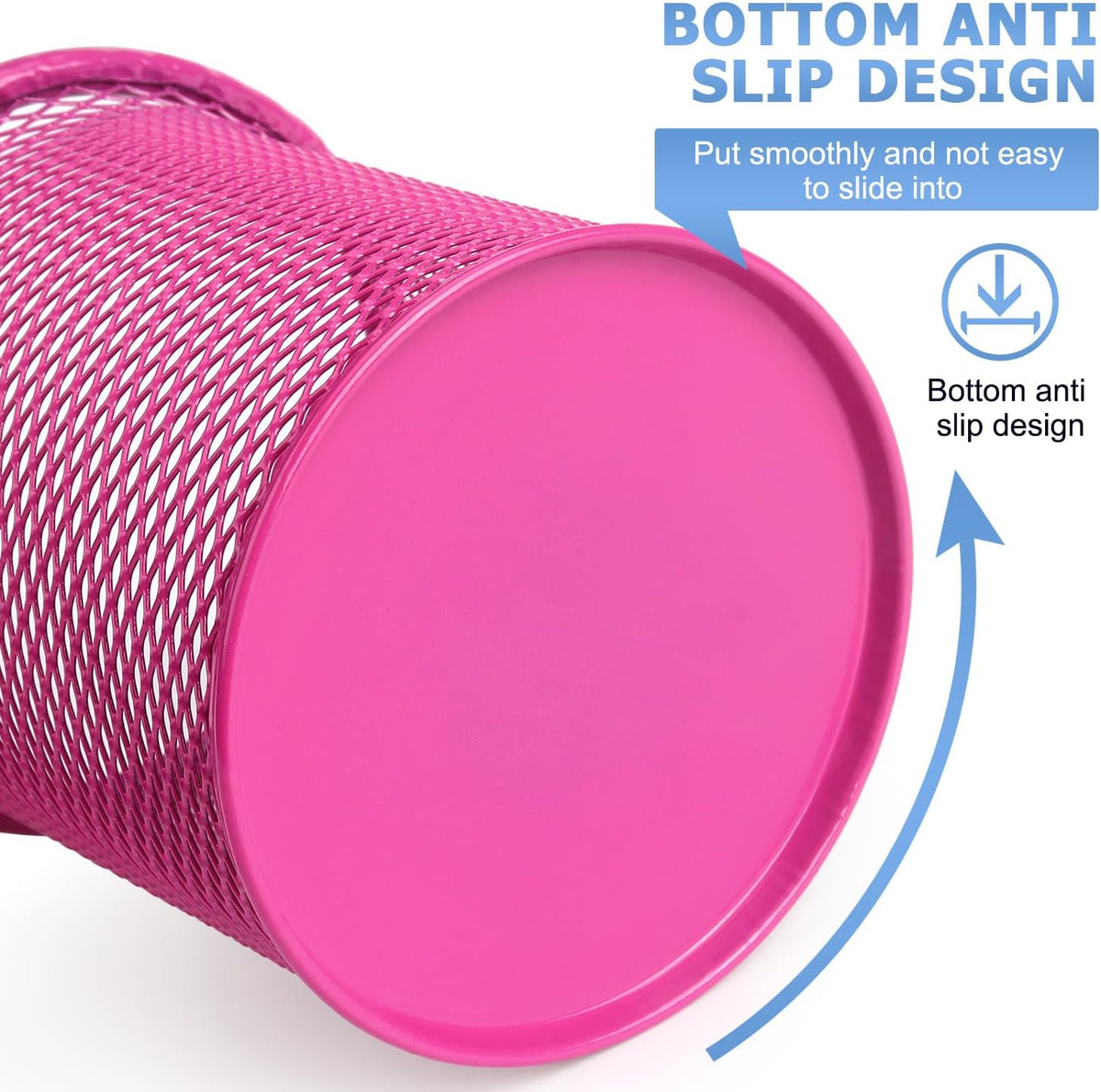 Tamaki Pen Holder Cup for Desk, Wire Mesh Pencil Cup Holder, Pink
