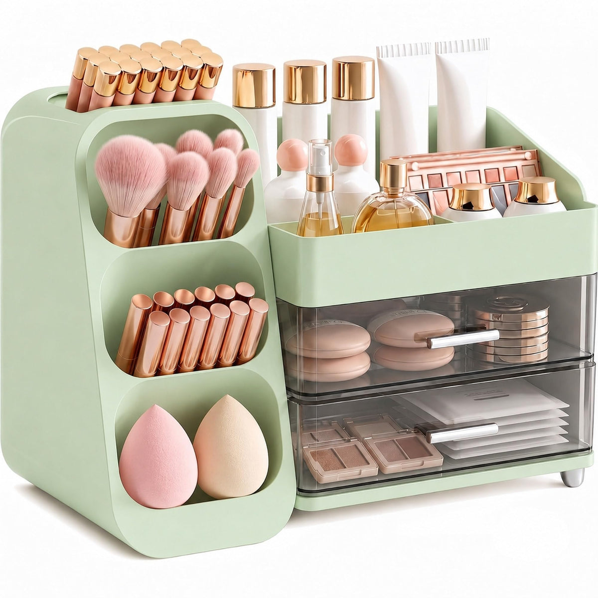 Makeup Organizer with Drawers, Large Capacity Countertop Organizers for Vanity,Bathroom and Bedroom Desk Cosmetics Organizer,Easy To Storage Skincare,Brushes,Lotions,Lipstick (Black)