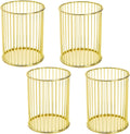 Yopay 4 Pack Gold Pencil Holder, Metal Pen Cup Makeup Brush Holder for Desk, Round Wire Mesh Desktop Organizer for Office School Home Vanity, Aesthetic Cylindrical Storage Organizer for Art Supplies