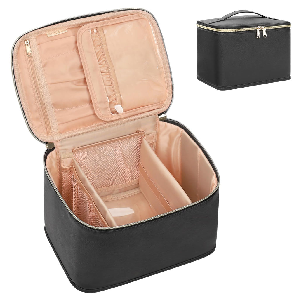 OCHEAL Makeup Bag, Portable Cosmetic Bag Black Make up Case Toiletry Bag