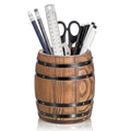 Rustic Wooden Pen Holders for Desk, Wine Barrel Funny Pencil Cup