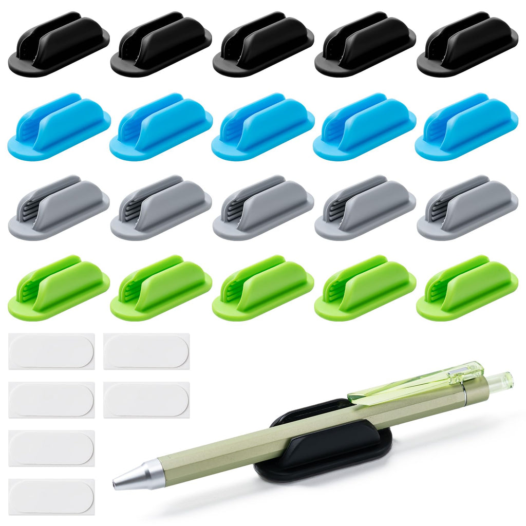 40 Pack Adhesive Pencil Holders for Desk,Silicone Flexible Pen Holder for Wall, Office, School,Home,Classroom Must Haves,Teacher Supplies Accessories,Desk Organizer,Art Supply,Small Gift(40, Black)