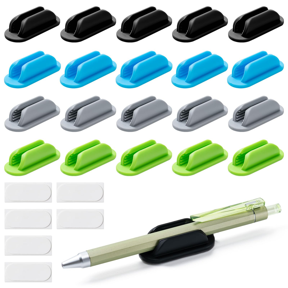 20 Pack Adhesive Pencil Holders for Desk,Silicone Flexible Pen Holder for Wall, Office, School,Home,Classroom Must Haves,Teacher Supplies Accessories,Desk Organizer,Art Supply,Small Gift ﻿