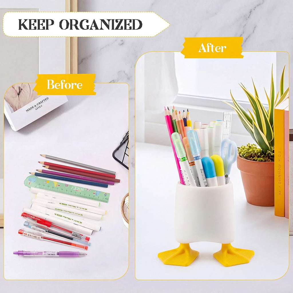 Creative Fun Duck Pen Pencil Holder, Multifunctional Stationery Pen Holder