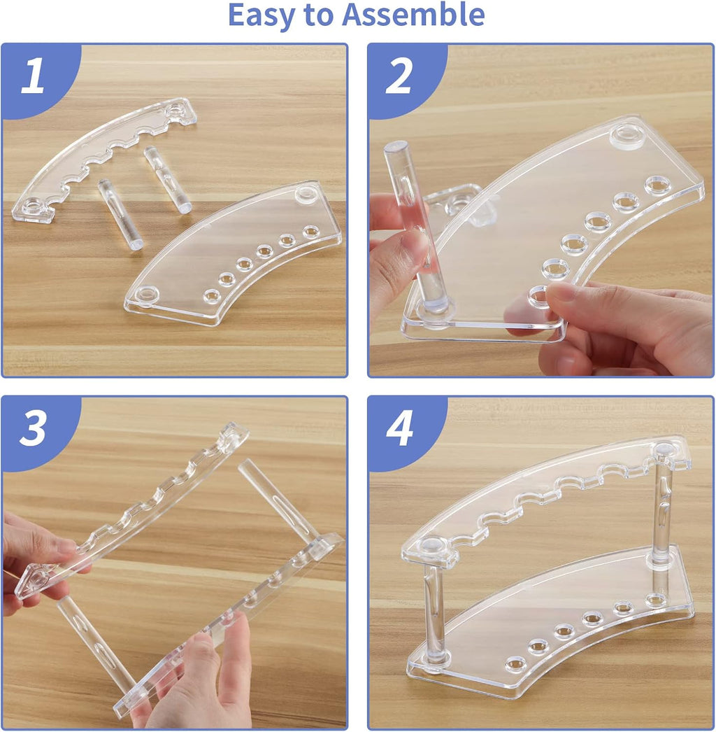 MOLIGOU 6 Pcs Pen Display Stand, 6 Slots Plastic Pen Holder, Clear Pen Display Rack for Craft Shows
