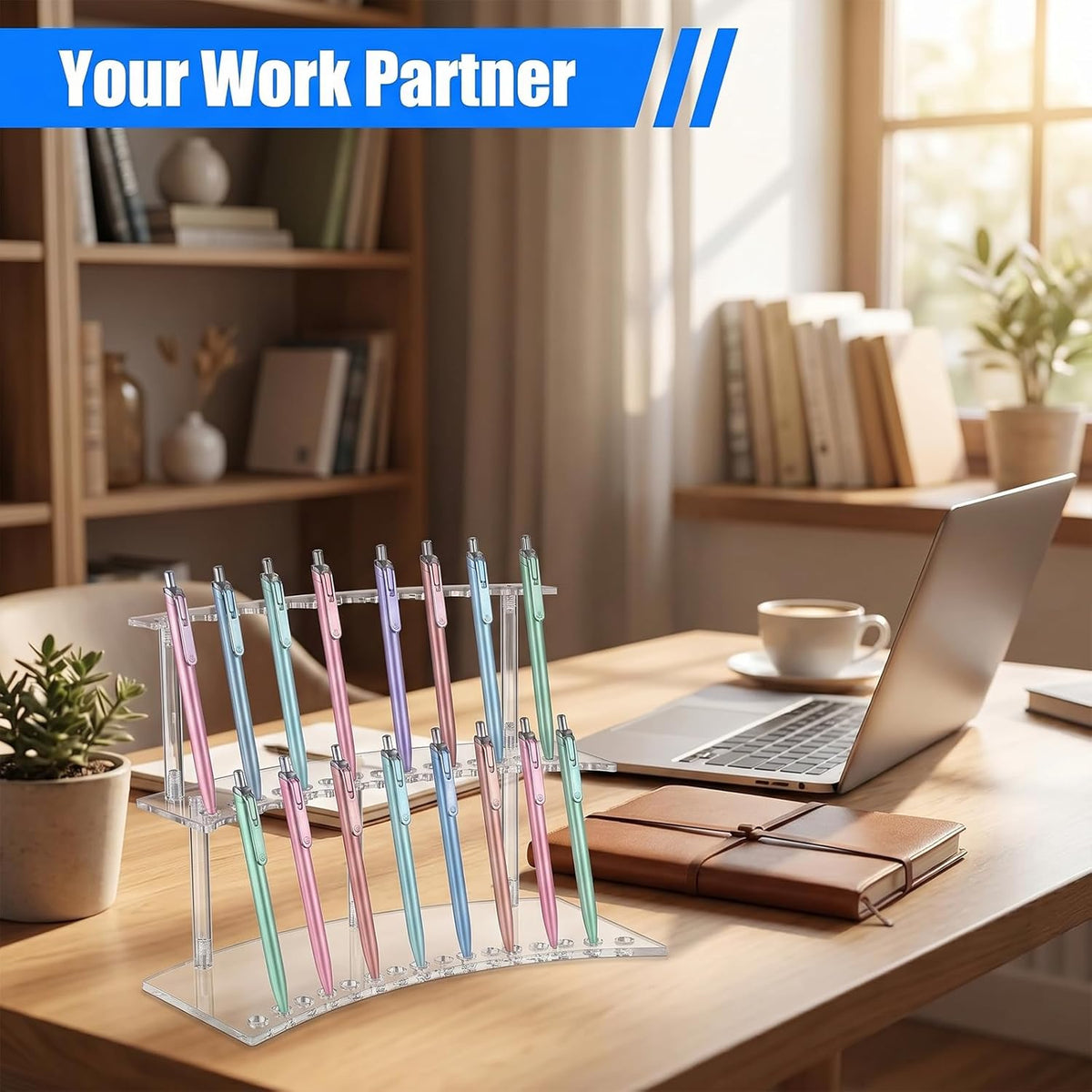 2-Tier Acrylic Pen Display Stand 30 Slot Pen Holder Organizer for Pens Makeup Brushes Art Supplies