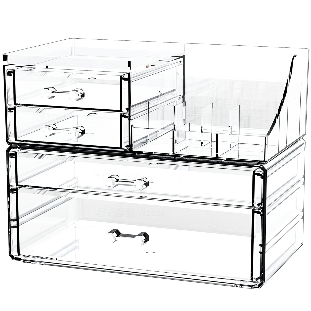 Acrylic Clear Makeup Organizer Countertop,Stackable Skincare Organizer for Vanity With 11 Drawer,Large Plastic Desk Accessories Organization,Bathroom Cosmetic Organizer Countertop for Beauty,Skin Care