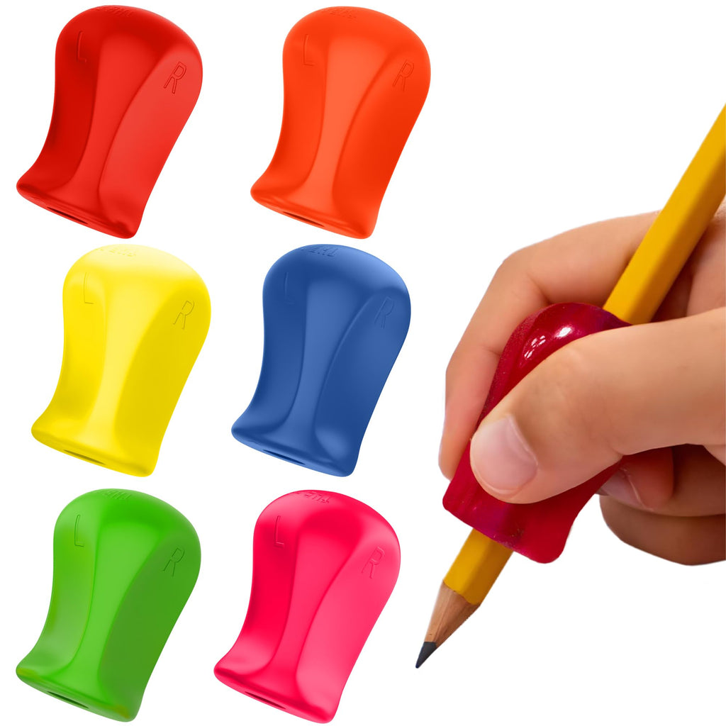 The Pencil Grip Original Pencil Grippers 6 Pcs, Improves Kids Handwriting, Ergonomic Pen Holder for Righties & Lefties, Ideal for Kids, Toddlers, Adults, Writing Tool with Finger Cushion