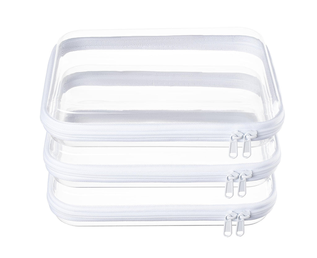 4 pcs Clear Zipper Pouches,Hard Shell Zipper Case