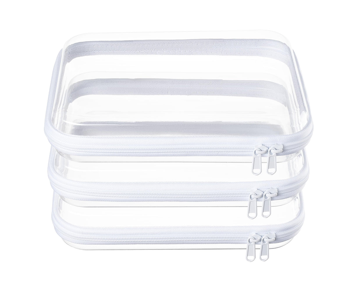 4 pcs Clear Zipper Pouches,Hard Shell Zipper Case