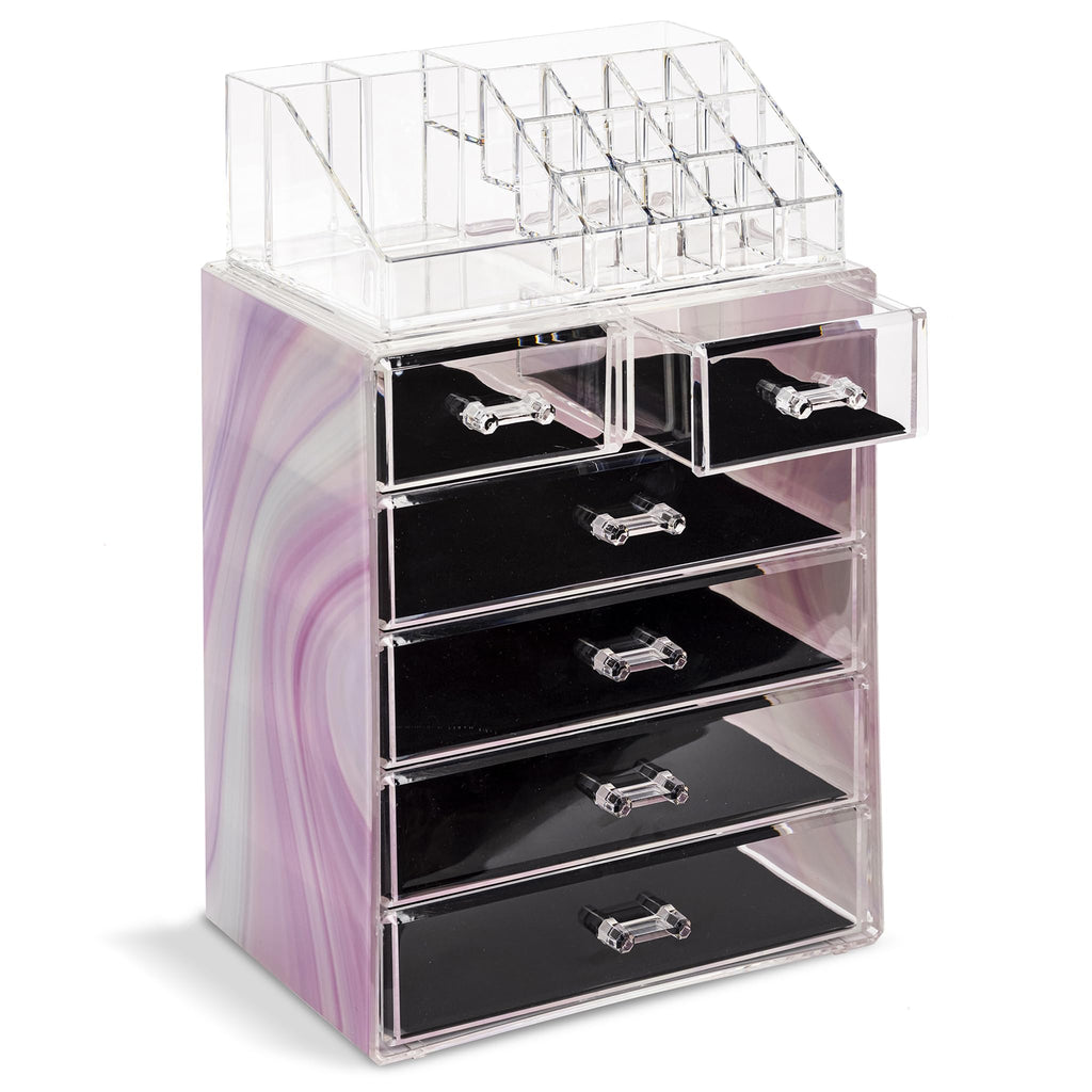 Sorbus Makeup Organizer, 7-Drawer Acrylic 2-Piece Set (Bronze Glow)
